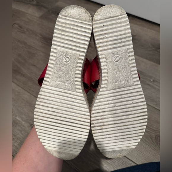 Bertuchi Wedge Sandals red Leather Slip On Women’s Made In Spain jute - Picture 6 of 7